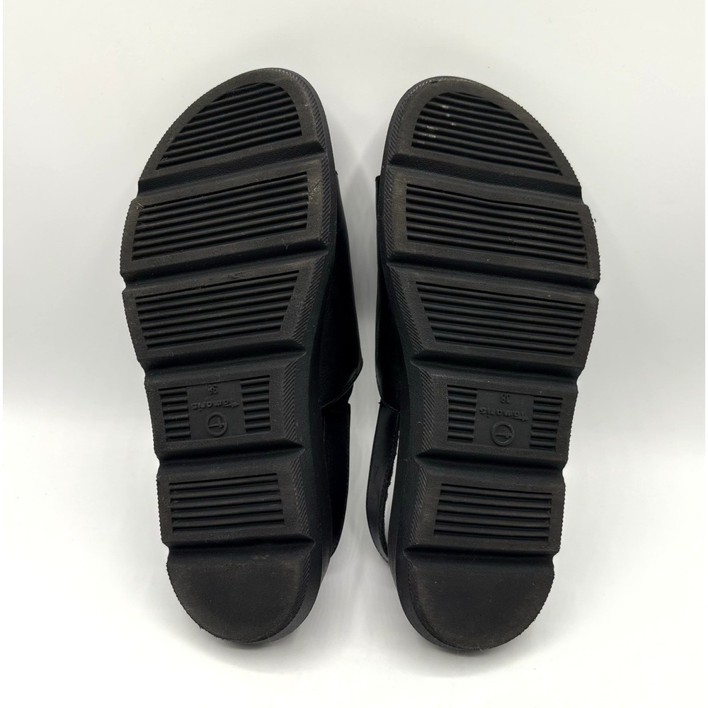 TAMARIS Lally Sandal Women's Size 38 US 8‎ Black Leather Slingback Platform Shoe - Picture 7 of 7